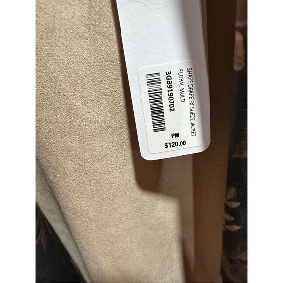 Soft Surroundings faux suede floral shape drape cardigan jacket PM petite - Picture 5 of 10